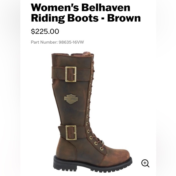 Harley Davidson Belhaven boots Size 7 in brown w/antique gold hardware. - Picture 2 of 12